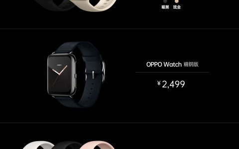 OPPO发布旗下智能手表OPPO Watch，售价1999元起